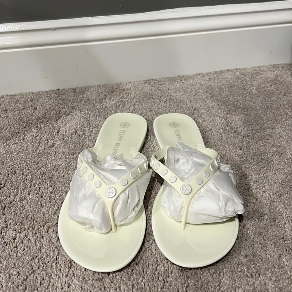 Tory Burch jelly studded white sandals